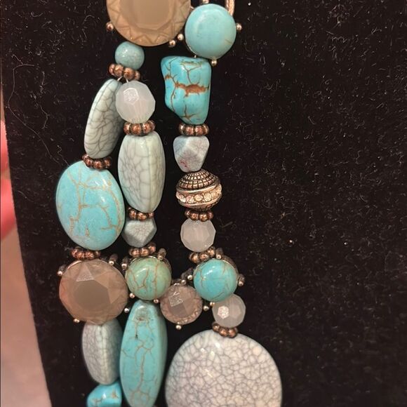 Blue Multi-Strand Beaded Necklace - Picture 4 of 5